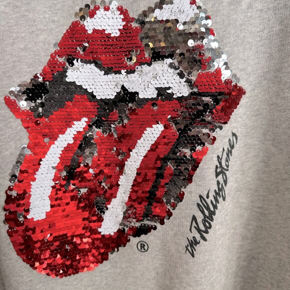 The Rolling Stones Sequins Rare Licensed Sweatshirt Girls 13 / 14 - Picture 2 of 4